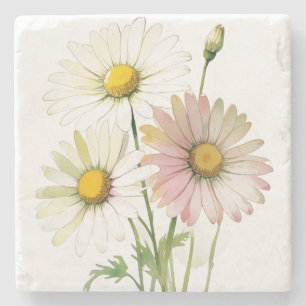 Porta-copo De Pedra Flor Moderna Profissional de Aquarela de Margarida