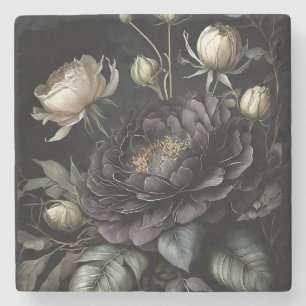 Porta-copo De Pedra Flor Preto Rosa de Disposição Gótica