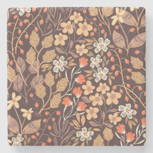 Porta-copo De Pedra Flora do outono: Padrão sem costura do Vintage