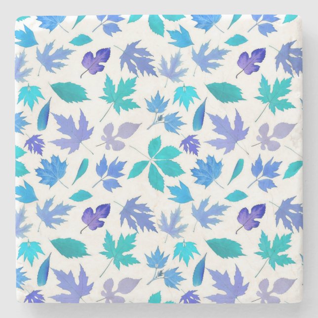 Porta-copo De Pedra Floral Blue Flowers Pattern Design- 36566 (Frente)