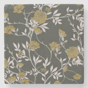 Porta-copo De Pedra Floral elegante: desenho de padrão vintage.