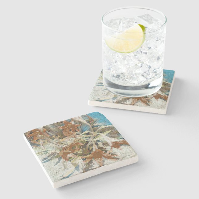 Porta-copo De Pedra Floral Exótico (Lateral)