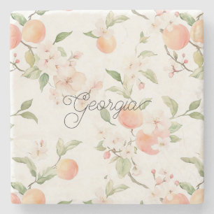 Porta-copo De Pedra Floral Fruta Coração Pêssego Geórgia