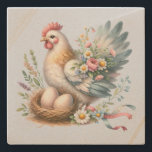 Porta-copo De Pedra Floral Hen with Eggs Vintage Farmhouse Charm<br><div class="desc">This charming design features a beautifully detailed hen nestled beside a cozy nest of speckled eggs, surrounded by delicate wildflowers and soft pastel foliage. The hen’s wings are adorned with an elegant bouquet of daisies, peonies, and tiny blossoms, blending rustic farmhouse vibes with a romantic, vintage-inspired touch. Perfect for country...</div>