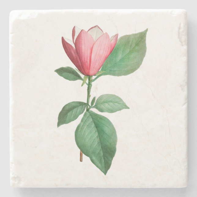 Porta-copo De Pedra Flores: A001 Lily Magnolia - (Frente)
