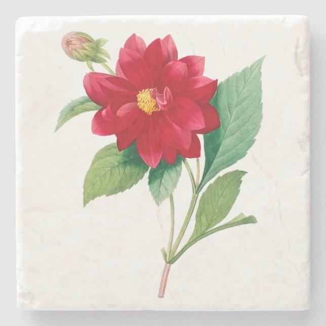 Porta-copo De Pedra Flores: A010 Dhalia Doble - (Frente)
