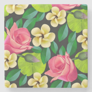 Porta-copo De Pedra Flores Coloridas Pintadas À Mão Design- 67459