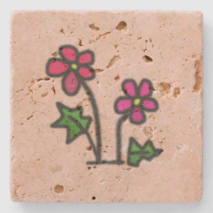 Porta-copo De Pedra Flores Cor-de-rosa doces