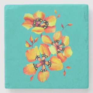 Porta-copo De Pedra Flores de Aquarela de Tricolor de Mineração Harleq