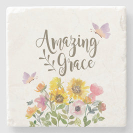 Porta-copo De Pedra Flores de Graça e Borboletas Cristãs