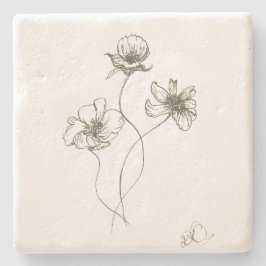 Porta-copo De Pedra Flores de Jardim bonito, Imagem Desenhada à Mão, O