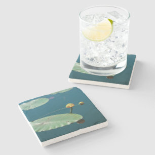 Porta-copo De Pedra Flores De Lily De Água Amarela Estilizada Plantas