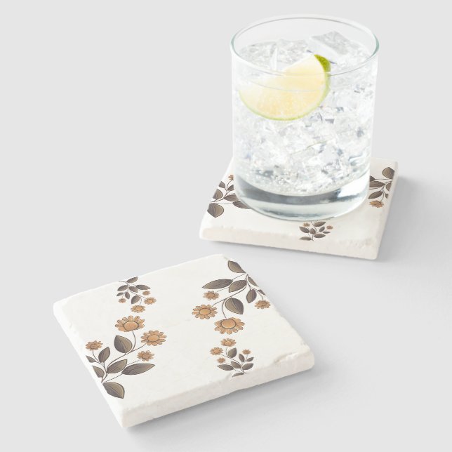 Porta-copo De Pedra Flores de ouro (Lateral)