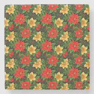 Porta-copo De Pedra Flores de Poinsettia de Natal Padrão-86755