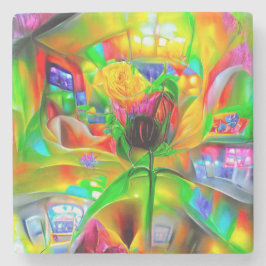 Porta-copo De Pedra Flores Psicodélicas abstrato