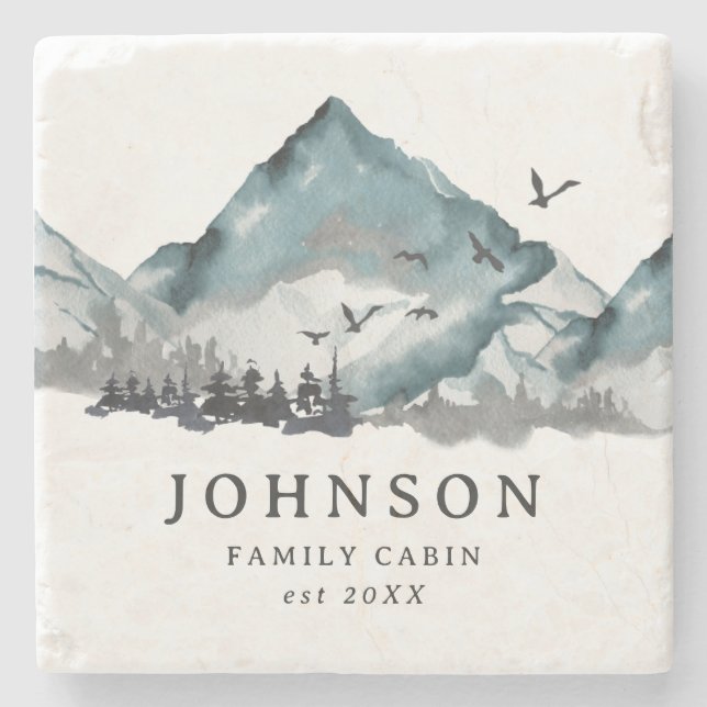 Porta-copo De Pedra Floresta de Pinheiros de Montanha da Família Russa (Frente)