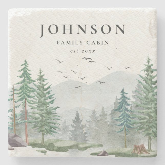 Porta-copo De Pedra Floresta Montanha Russa Familiar de Cabina (Frente)