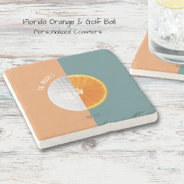 Porta-copo De Pedra Flórida Laranja Golf Ball