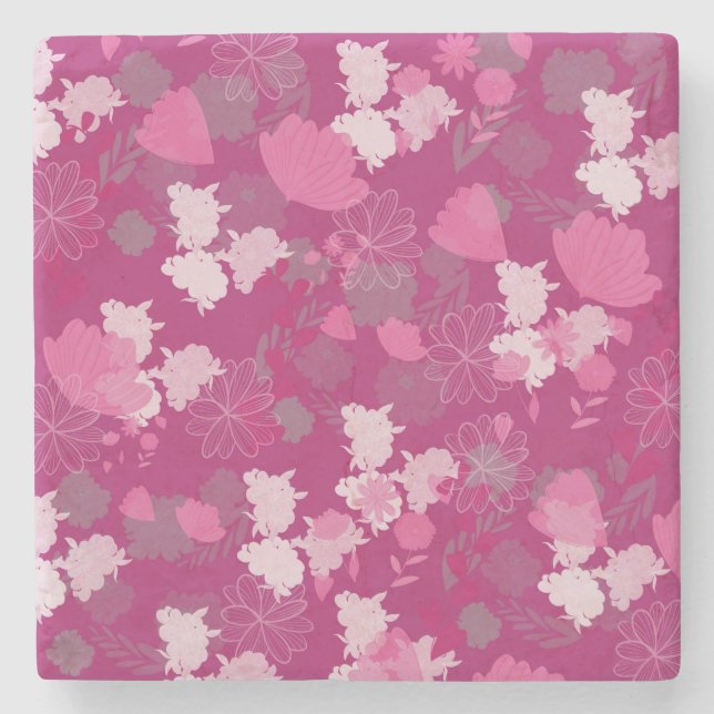 Porta-copo De Pedra flower pink (Frente)