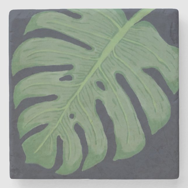 Porta-copo De Pedra Folha de Monstera (Frente)