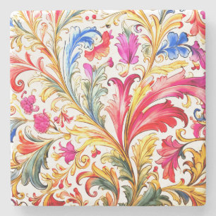 Porta-copo De Pedra Folhas de Design Florentine de rico