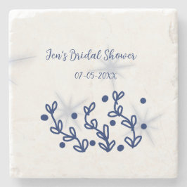 Porta-copo De Pedra Folhas de estrelas azuis luxo chá de noiva 