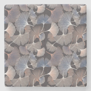 Porta-copo De Pedra Folhas de Ginkgo: padrão natural elegante.