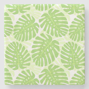 Porta-copo De Pedra Folhas De Plantas Tropicais - Padrão De Monstera