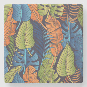 Porta-copo De Pedra Folhas tropicais, padrão floral sem costura.