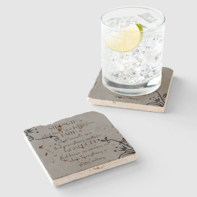 Porta-copo De Pedra Força, fé e esperança (Lateral)