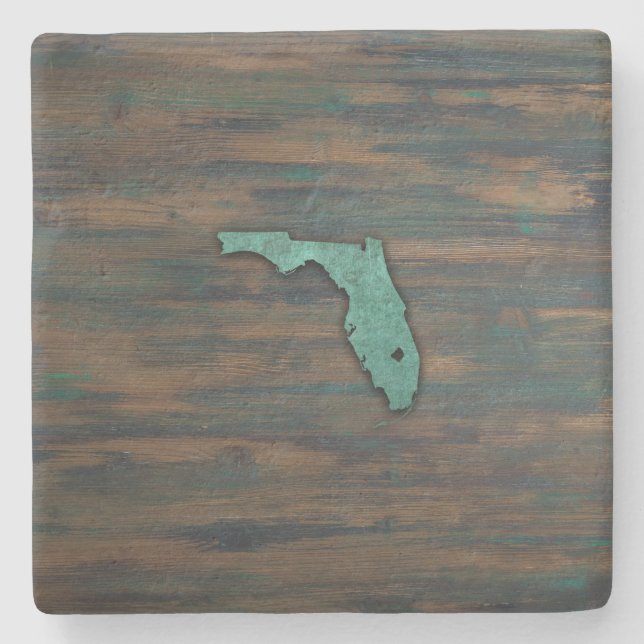 Porta-copo De Pedra Forma Rustic Teal Florida (Frente)