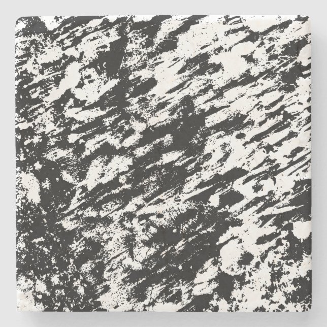 Porta-copo De Pedra Formação de gelo Abstrato a preto e branco (Frente)