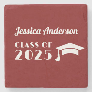 Porta-copo De Pedra Formatura Personalizada Marrom e Branco 