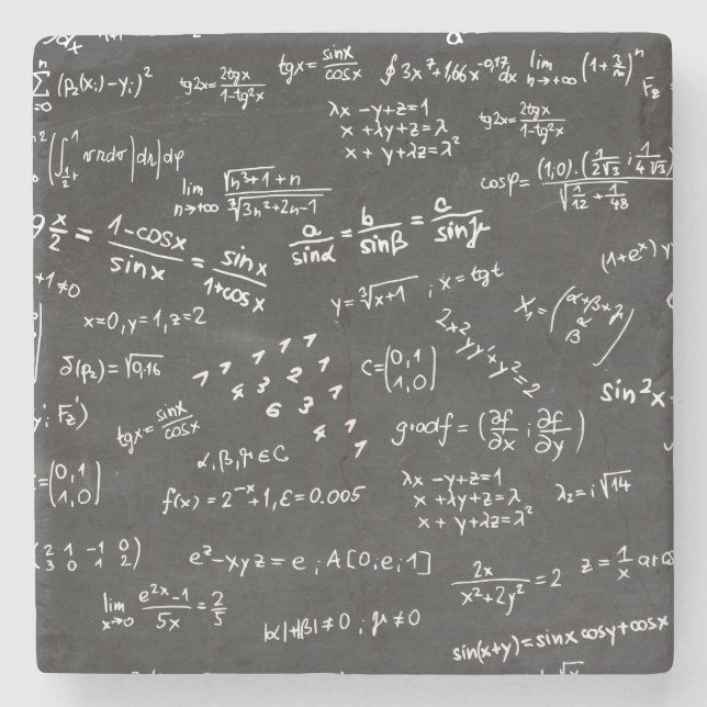 Porta-copo De Pedra Fórmulas E Números De Matemática (Frente)