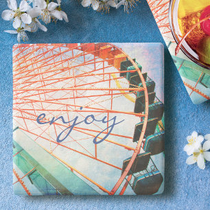 Porta-copo De Pedra Foto Colorida Ferris Wheel do Carnaval Aproveite o