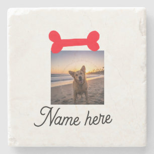Porta-copo De Pedra Foto de osso de cachorro vermelho presentes simple