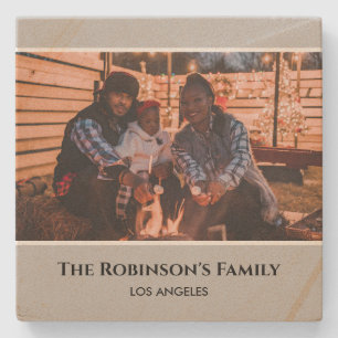 Porta-copo De Pedra Foto personalizada no quadro de Cinzas com texto