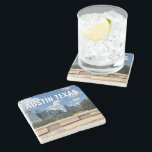 Porta-copo De Pedra Fotografia Skyline na Cidade de Austin do Texas<br><div class="desc">Esta moderna porta copos de souvenir de Austin Texas apresenta belos céus azuis e nuvens sobre o horizonte da cidade. Todos os novos prédios contra as bonito árvores verdes que epitomizam a beleza do centro urbano e a natureza do lugar. Oferta de manutenção de viagem para um visitante ou uma...</div>