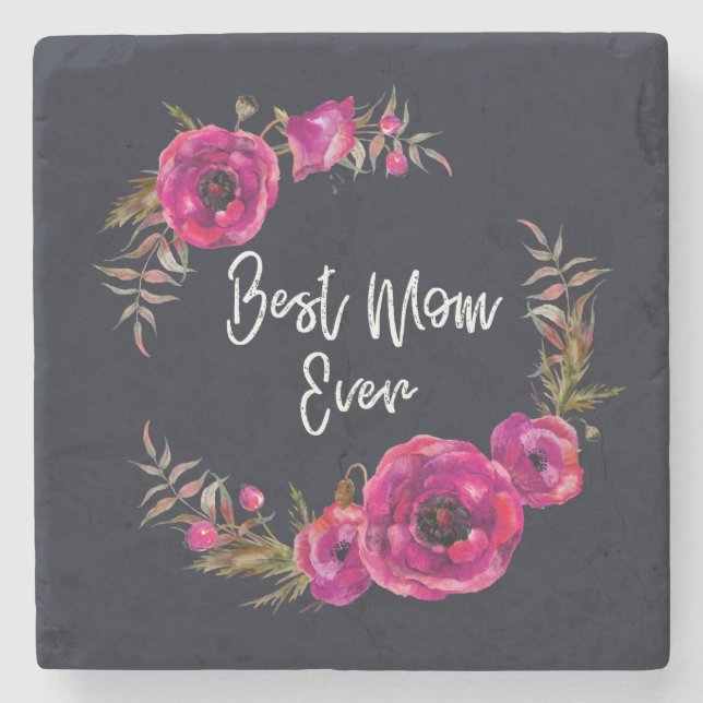 Porta-copo De Pedra Fotos Florais De Fúchsia Rosa Feias Fuselares Fuse (Frente)