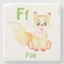 Porta-copo De Pedra Fox personalize ABC: Carta F - Adicione seu nome