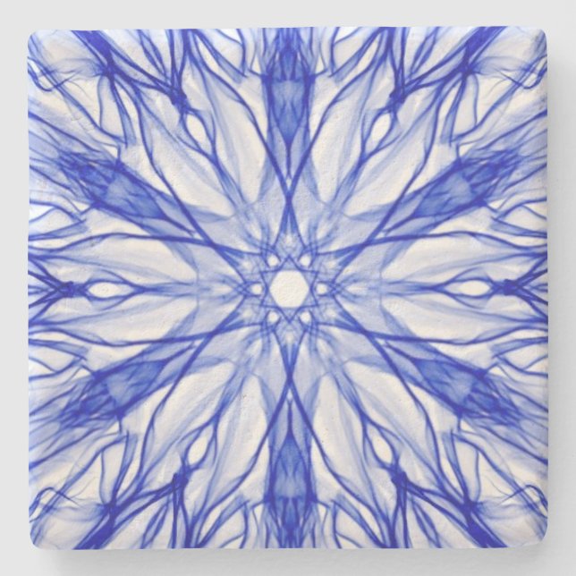 Porta-copo De Pedra Fractal Real e Azul Médio (Frente)