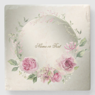 Porta-copo De Pedra Frame Floral Cor-de-Água Rosa, Festa de Bronze Bri