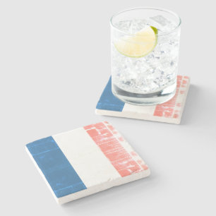 Porta-copo De Pedra France - flag Drapeau France - shabby