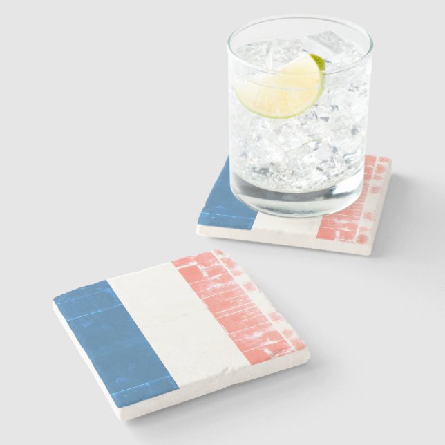 Porta-copo De Pedra France - flag Drapeau France - shabby (Lateral)