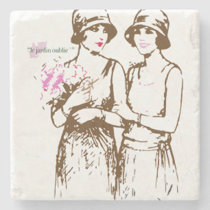Porta-copo De Pedra Francês, floral vintage, estilo anos 1920 Coaster