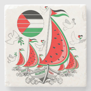 Porta-copo De Pedra Freedom Global Sumud Flotilla Boats para Gaza