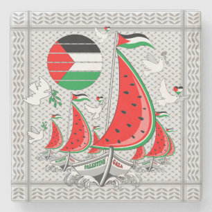 Porta-copo De Pedra Freedom Global Sumud Flotilla Boats para Gaza