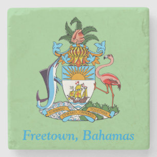 Porta-copo De Pedra Freetown, Bahamas Ship & Flamingo (Eleuthera)
