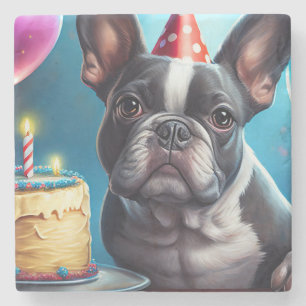 Porta-copo De Pedra Frenchie Birthday Bash: Um Cachorro Francês Bonito