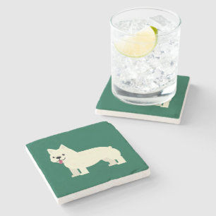 Porta-copo De Pedra Frenchie Lover Green